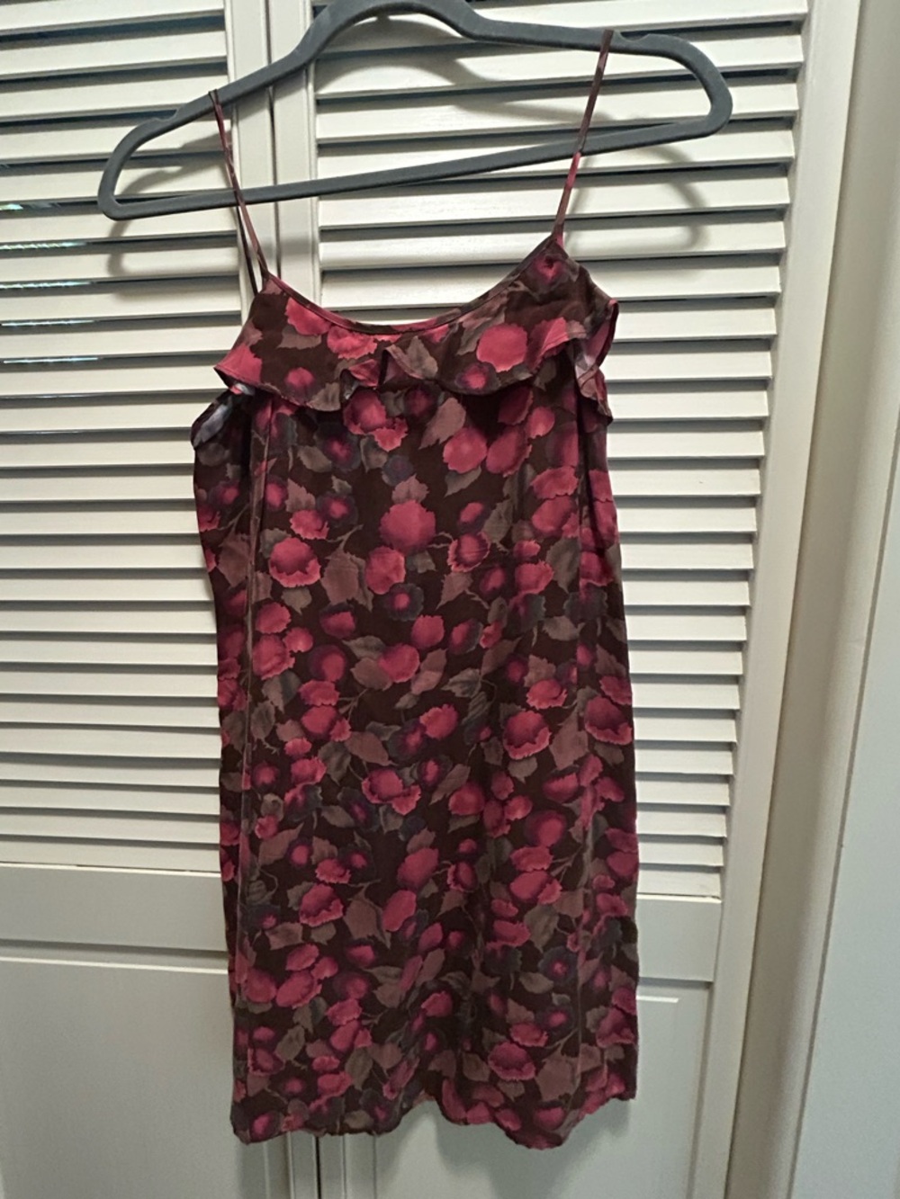 J. Crew Floral Slip Dress in Burgundy and Brown